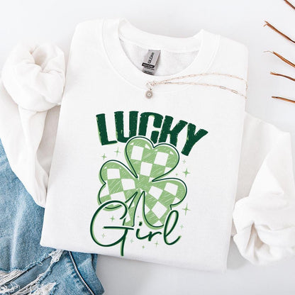 Lucky Girl PNG, St Patrick's Day Western - 300 DPI Design for T-Shirt