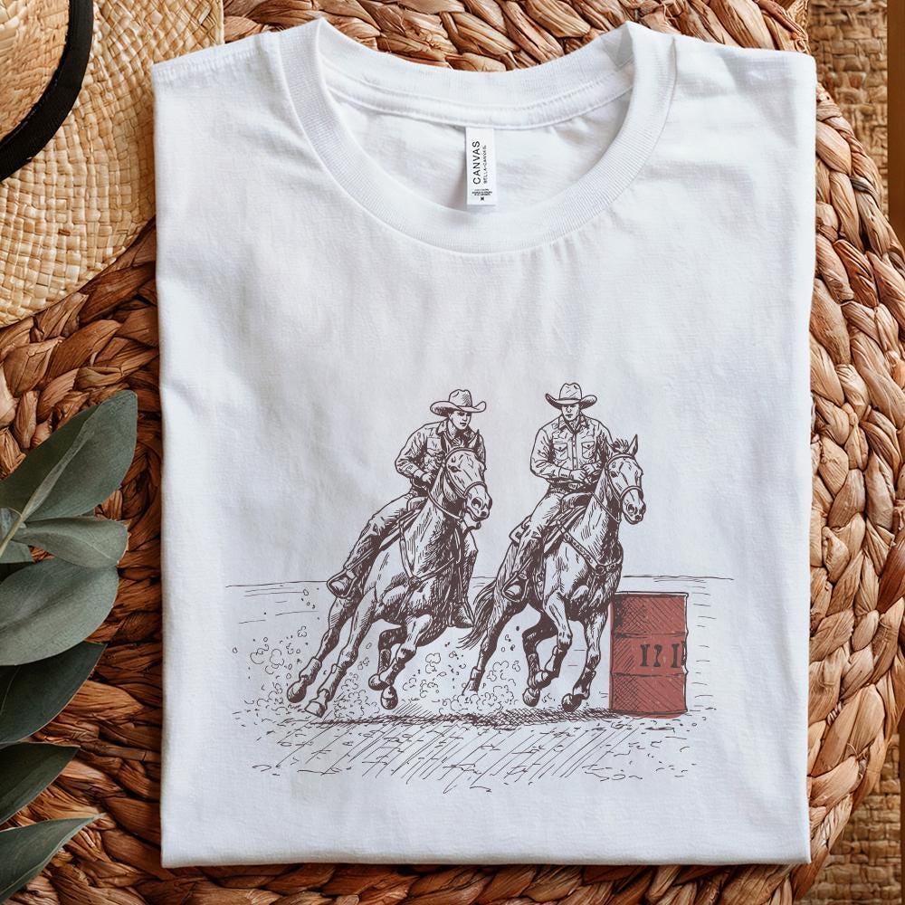 Cowgirl Barrel Racing PNG, Western Graphics - 300 DPI Design for T-Shirt