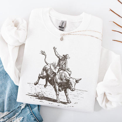 Western Rodeo PNG, Cowboy Bull Rider - 300 DPI Design for T-Shirt