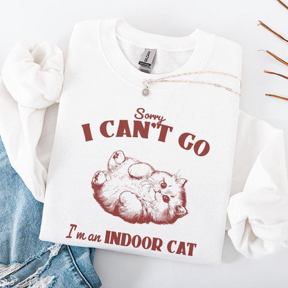 Funny Indoor Cat PNG with Humorous Quote for Cat Lovers Crazy Cat Lady