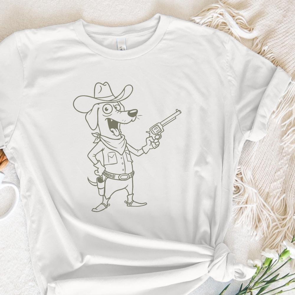 Cowboy Dog PNG, Western Dog Illustration - 300 DPI Design for T-Shirt