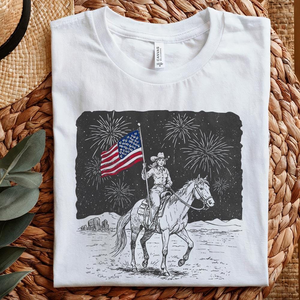 Retro Cowgirl PNG, Trendy Shirt Design - 300 DPI Design for T-Shirt