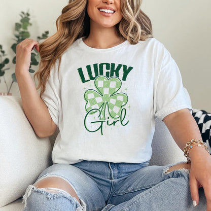 Lucky Girl PNG, St Patrick's Day Western - 300 DPI Design for T-Shirt