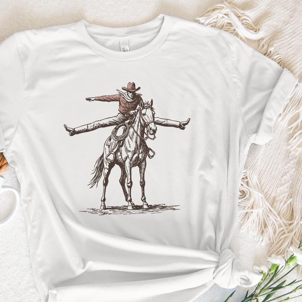 Wild Horse Cowboy Graphics PNG, Retro Western Sublimation - 300 DPI