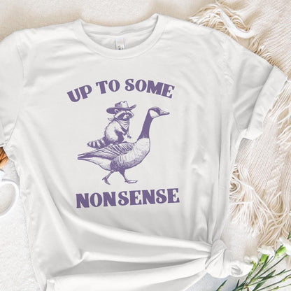 Up to Some Nonsense Raccoon PNG Funny Animal PNG Vintage Animal Quote