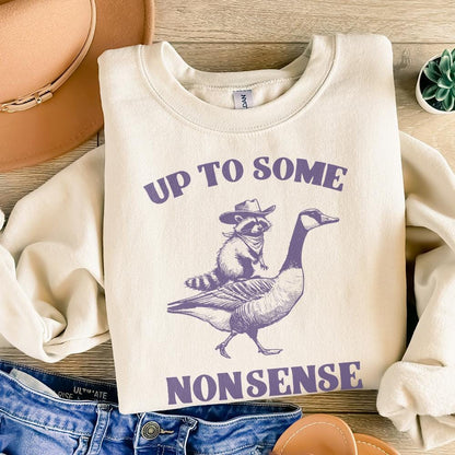 Up to Some Nonsense Raccoon PNG Funny Animal PNG Vintage Animal Quote
