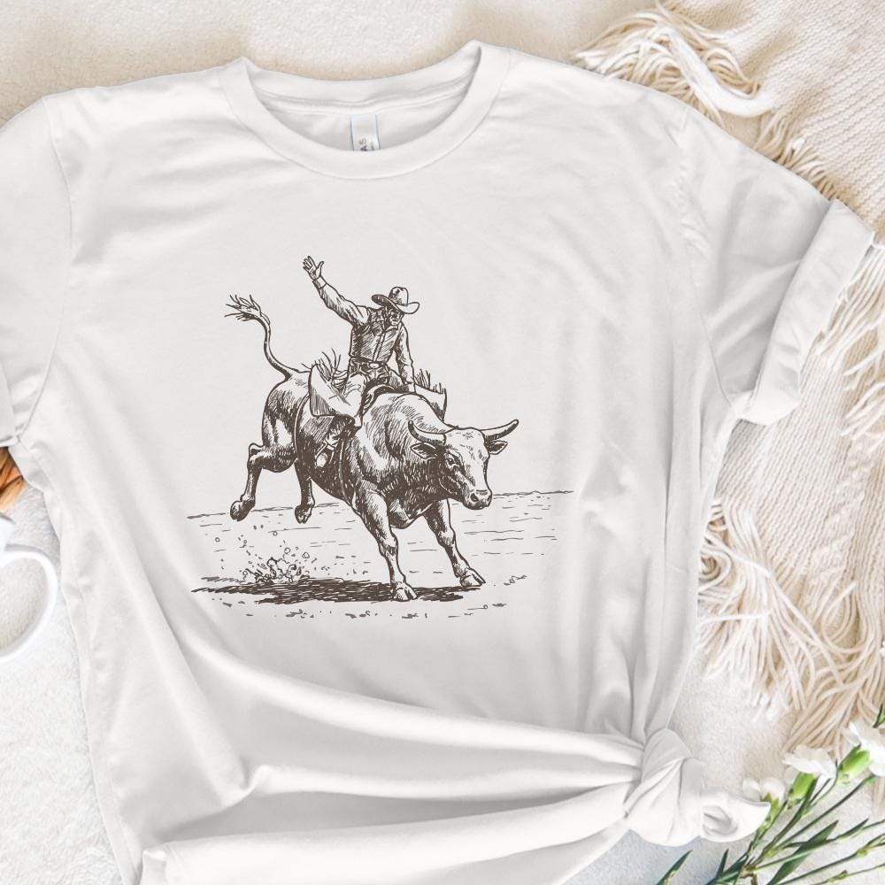 Western Rodeo PNG, Cowboy Bull Rider - 300 DPI Design for T-Shirt