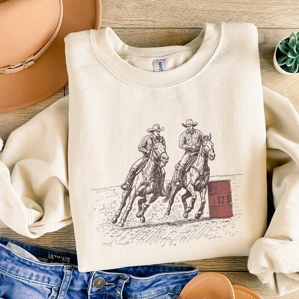 Cowgirl Barrel Racing PNG, Western Graphics - 300 DPI Design for T-Shirt