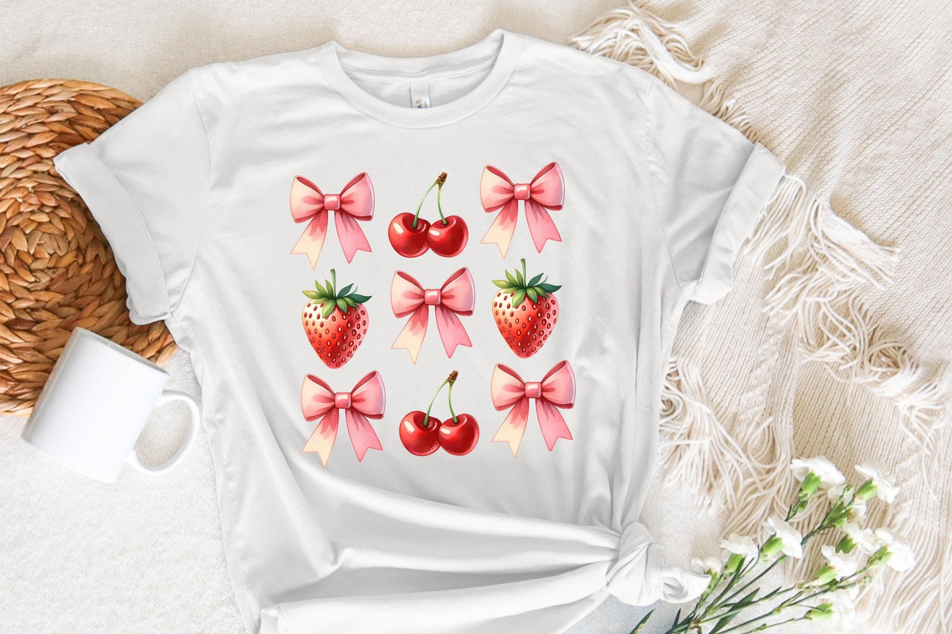 Coquette Cherry Bow PNG, Strawberry PNG Bundle - Coquette Pink Bows &