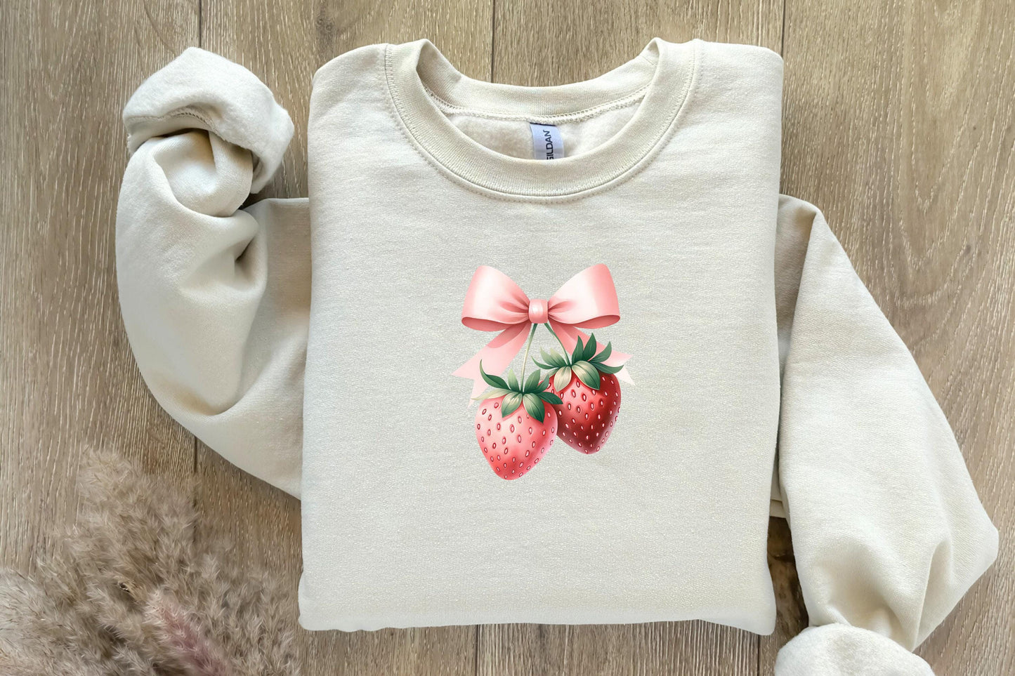 Coquette Strawberry Pink Bow PNG, Aesthetic Sublimation Design - 300 DPI