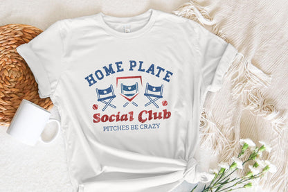 Glitter Home Plate Social Club PNG, Baseball Mom Sublimation PNG - 300