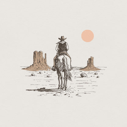 Western Digital Download, Cowboy Desert Western PNG - 300 DPI Design for