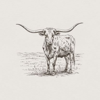 Texas Longhorn, Western PNG - 300 DPI Design for T-Shirt