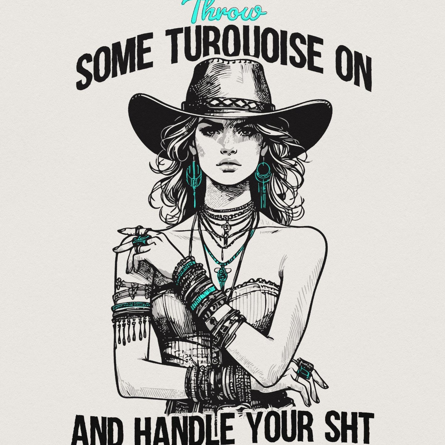 Turquoise PNG, Western PNG - 300 DPI Design for T-Shirt