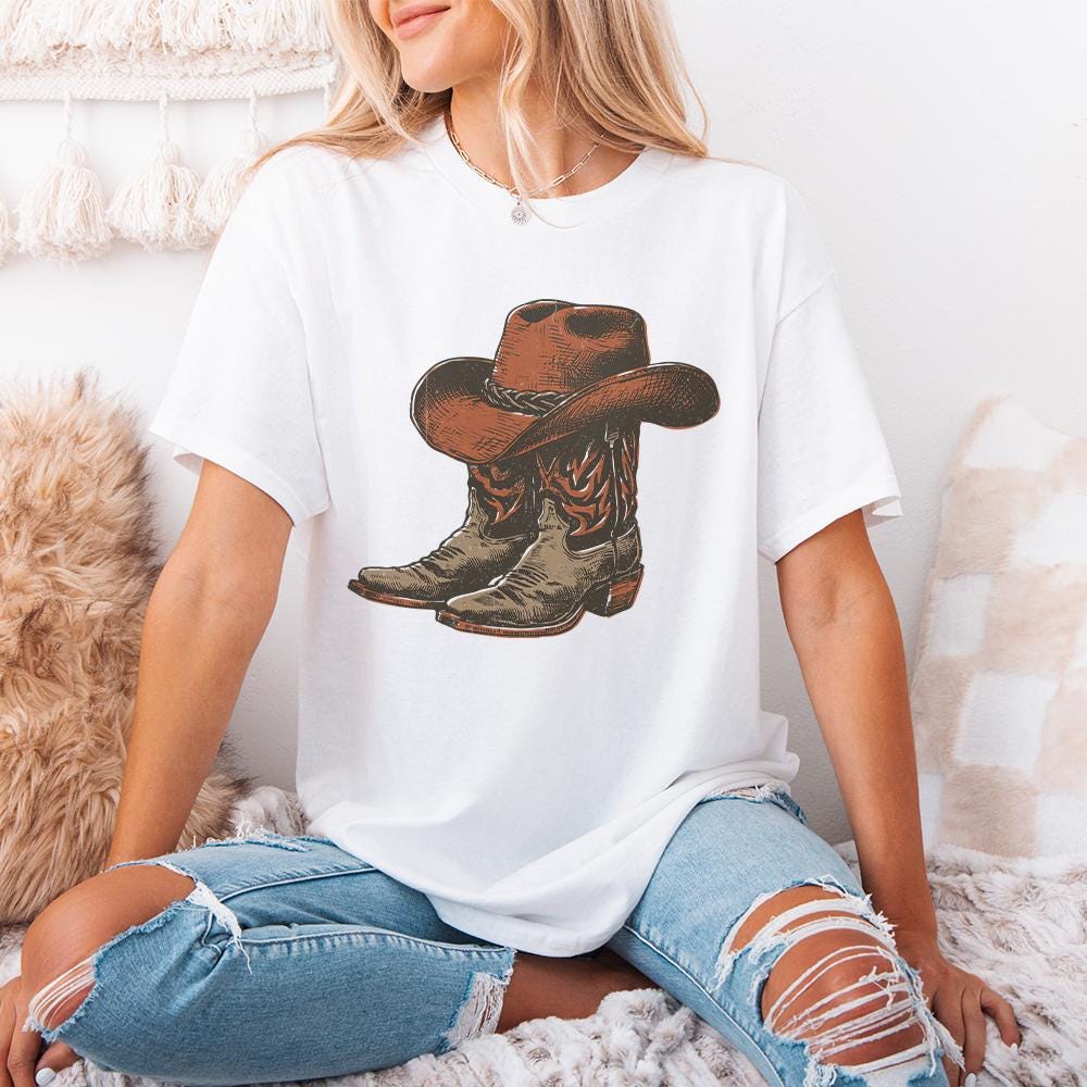 Cowgirl Boots Png, Trendy Western Sublimation Design - 300 DPI Design for