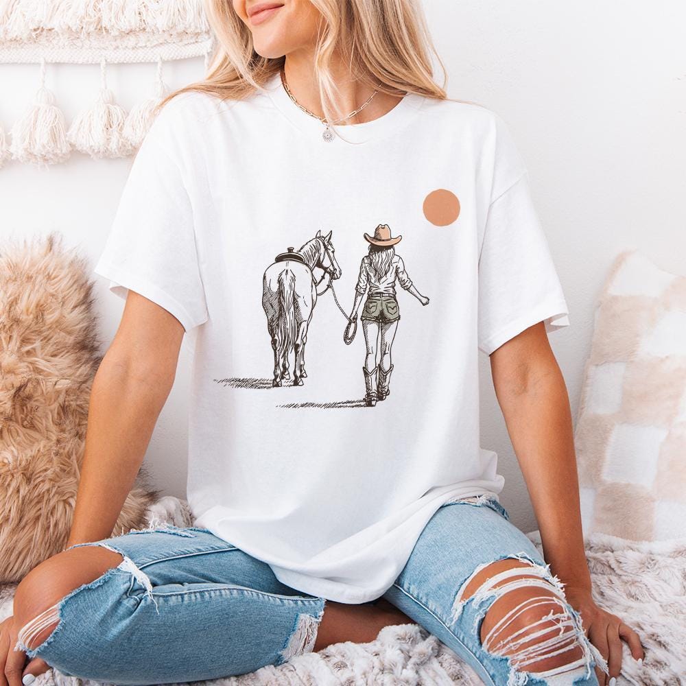 Retro Cowgirl png, Wild West Decor - 300 DPI Design for T-Shirt