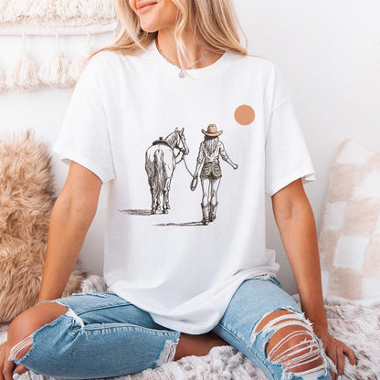 Retro Cowgirl png, Wild West Decor - 300 DPI Design for T-Shirt