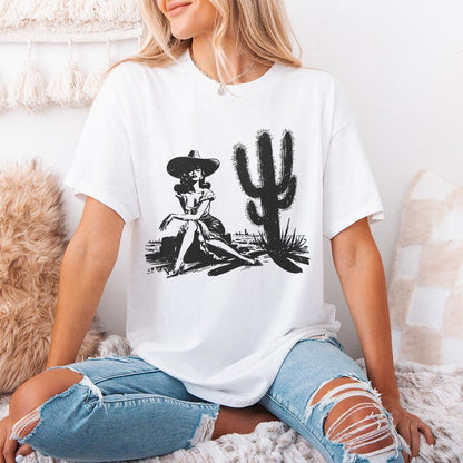 Retro Cowgirl Cactus png, Western PNG - 300 DPI Design for T-Shirt