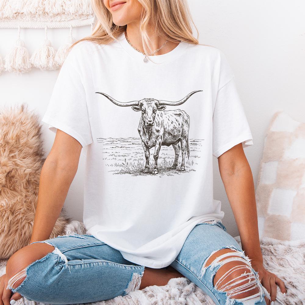 Texas Longhorn, Western PNG - 300 DPI Design for T-Shirt