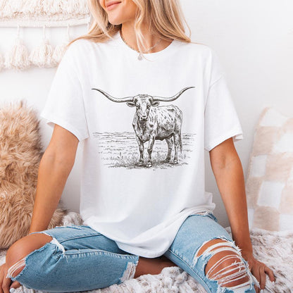 Texas Longhorn, Western PNG - 300 DPI Design for T-Shirt