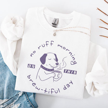 No Ruff morning Coffee png, Retro Illustration - 300 DPI Design for T-Shirt