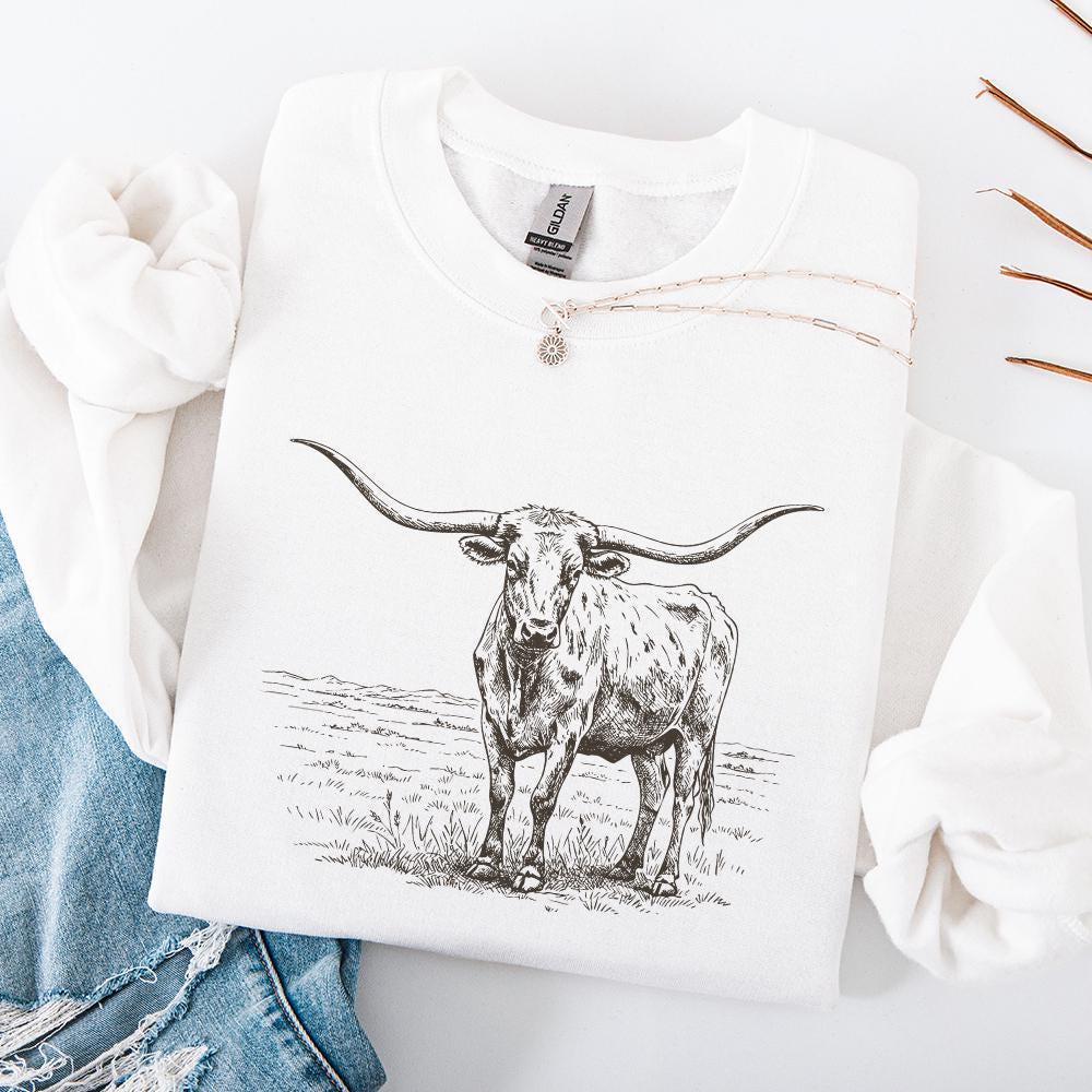 Texas Longhorn, Western PNG - 300 DPI Design for T-Shirt