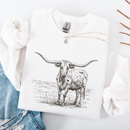 Texas Longhorn, Western PNG - 300 DPI Design for T-Shirt