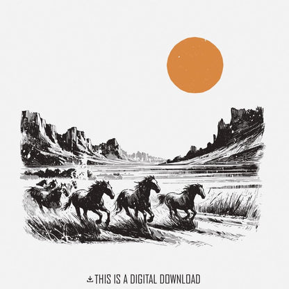 Horse PNG Sublimation, Western PNG Designs - 300 DPI Design for T-Shirt