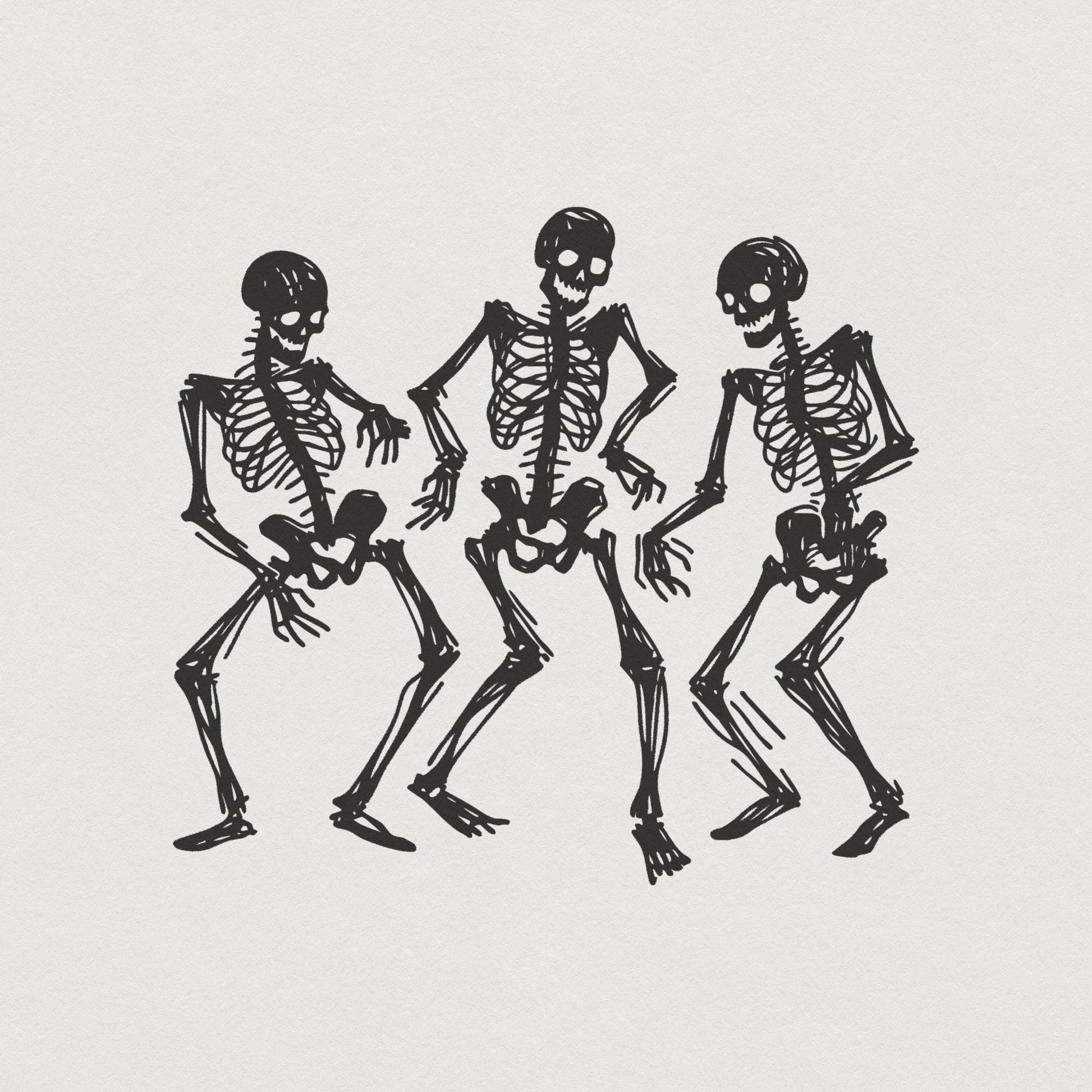Dancing Skeletons PNG, Funny Skeleton Clipart - 300 DPI Design for T-Shirt