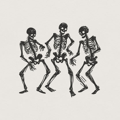 Dancing Skeletons PNG, Funny Skeleton Clipart - 300 DPI Design for T-Shirt