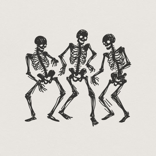 Dancing Skeletons PNG, Funny Skeleton Clipart - 300 DPI Design for T-Shirt