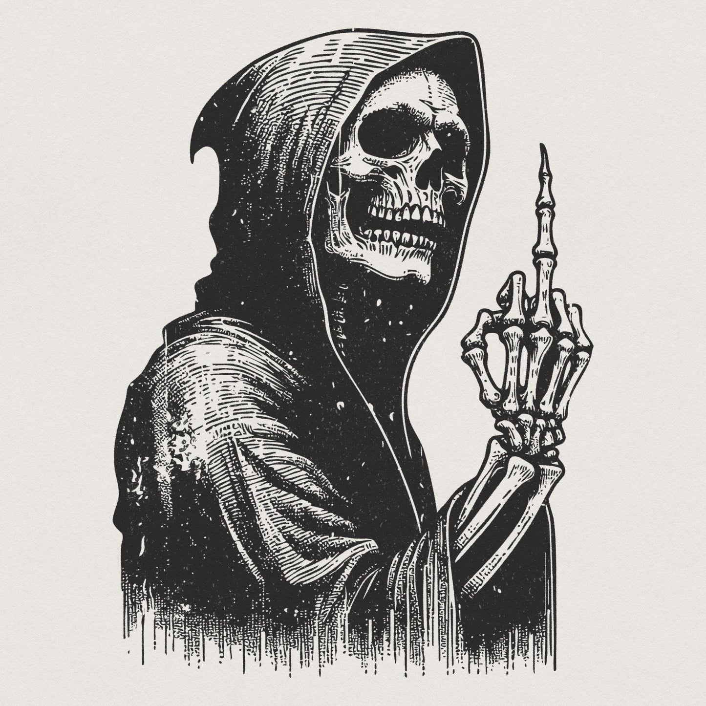 Grim Reaper Skull PNG, Middle Finger Skeleton png - 300 DPI Design for