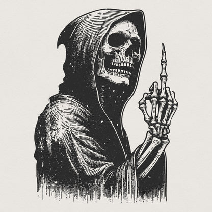 Grim Reaper Skull PNG, Middle Finger Skeleton png - 300 DPI Design for