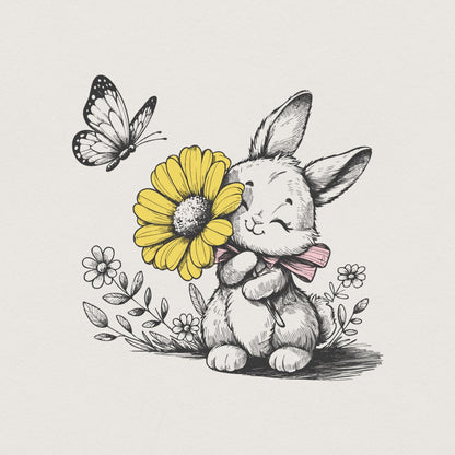 Bunny png File, Butterfly png Design - 300 DPI Design for T-Shirt