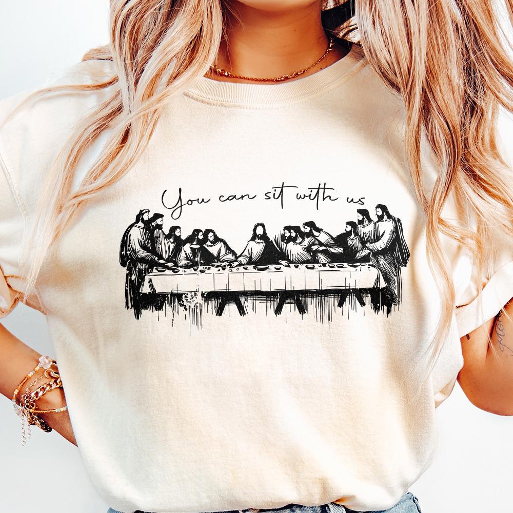 You Can Sit With Us Christian png, Jesus Line Art - 300 DPI Design for