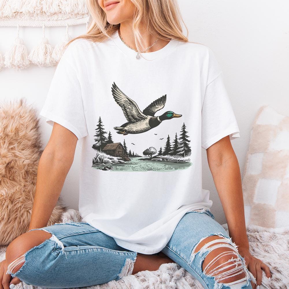 Vintage Wild Duck PNG, Mallard Duck Clipart - 300 DPI Design for T-Shirt