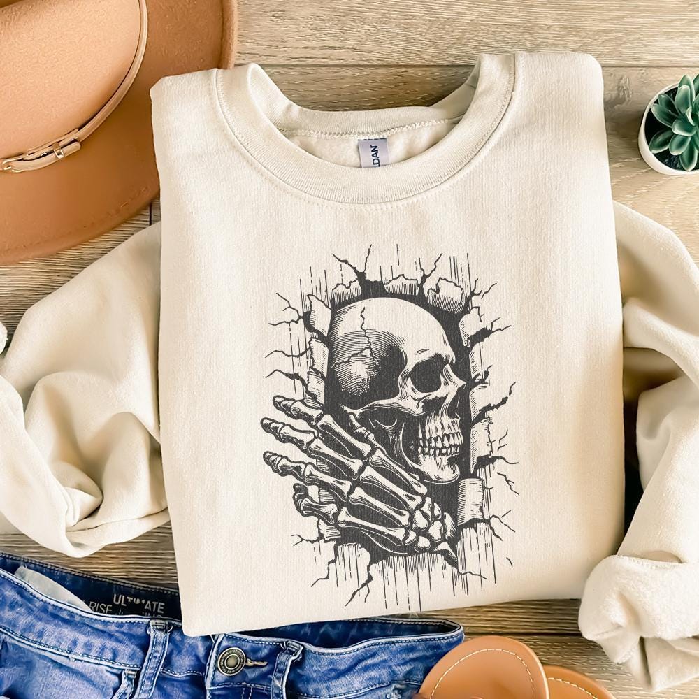 Skull In The Wall PNG, Skeleton png - 300 DPI Design for T-Shirt