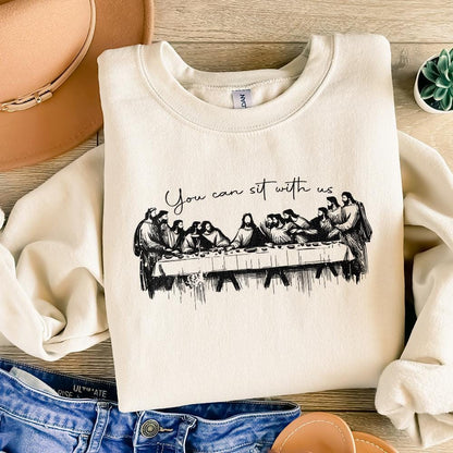 You Can Sit With Us Christian png, Jesus Line Art - 300 DPI Design for