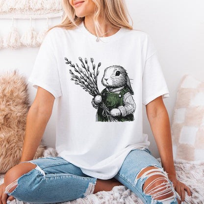 Cute Bunny Botanical Clipart, PNG Bunny Clipart - 300 DPI Design for