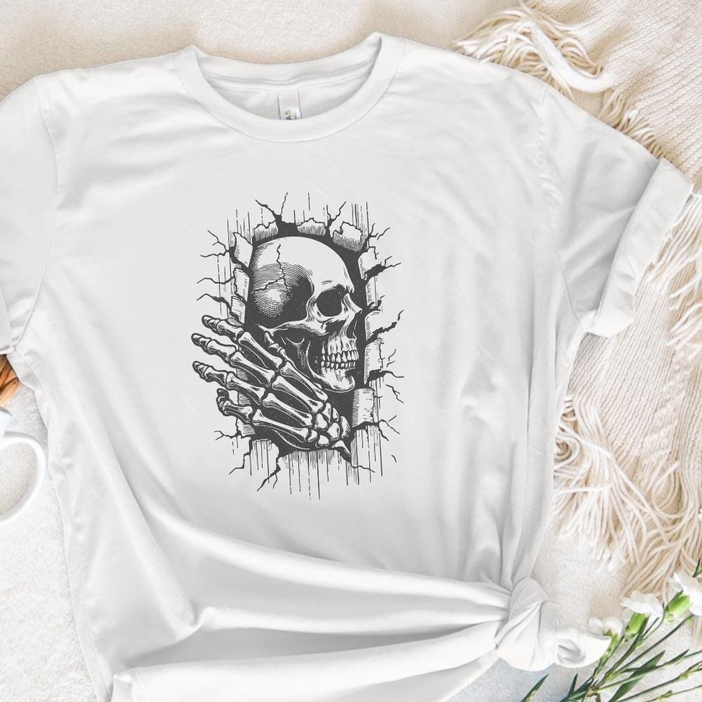 Skull In The Wall PNG, Skeleton png - 300 DPI Design for T-Shirt