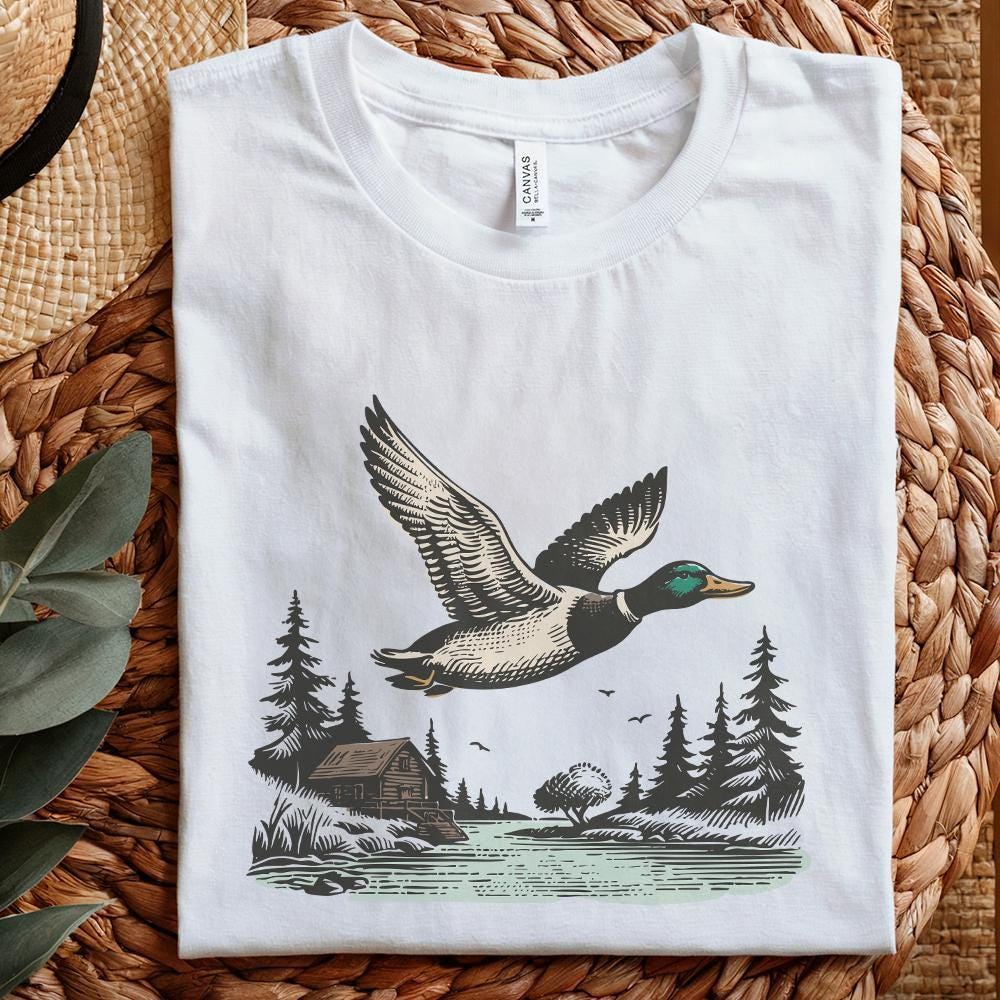 Vintage Wild Duck PNG, Mallard Duck Clipart - 300 DPI Design for T-Shirt