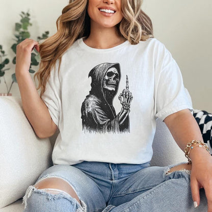 Grim Reaper Skull PNG, Middle Finger Skeleton png - 300 DPI Design for