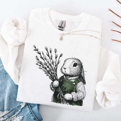 Cute Bunny Botanical Clipart, PNG Bunny Clipart - 300 DPI Design for