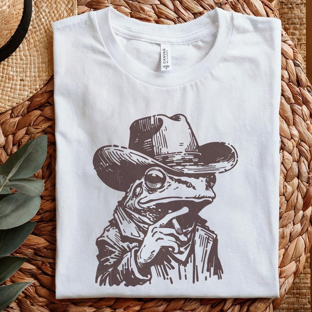 Cowboy Frog PNG, Funny Frog Meme PNG - 300 DPI Design for T-Shirt