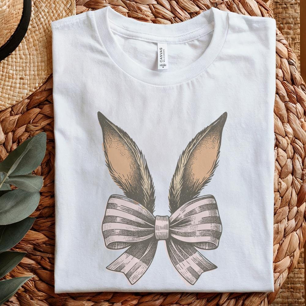 Bunny Easter Coquette PNG, Easter Bunny Shirt Design - 300 DPI Design for