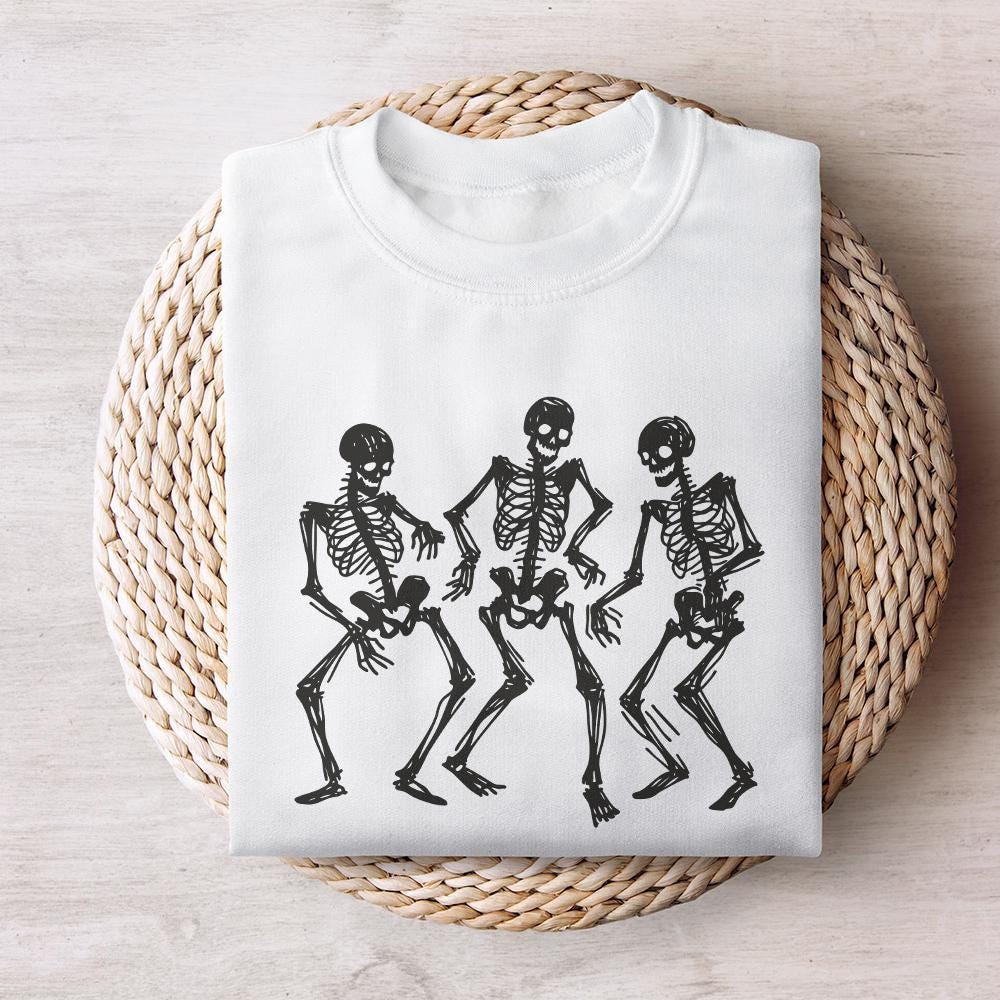 Dancing Skeletons PNG, Funny Skeleton Clipart - 300 DPI Design for T-Shirt