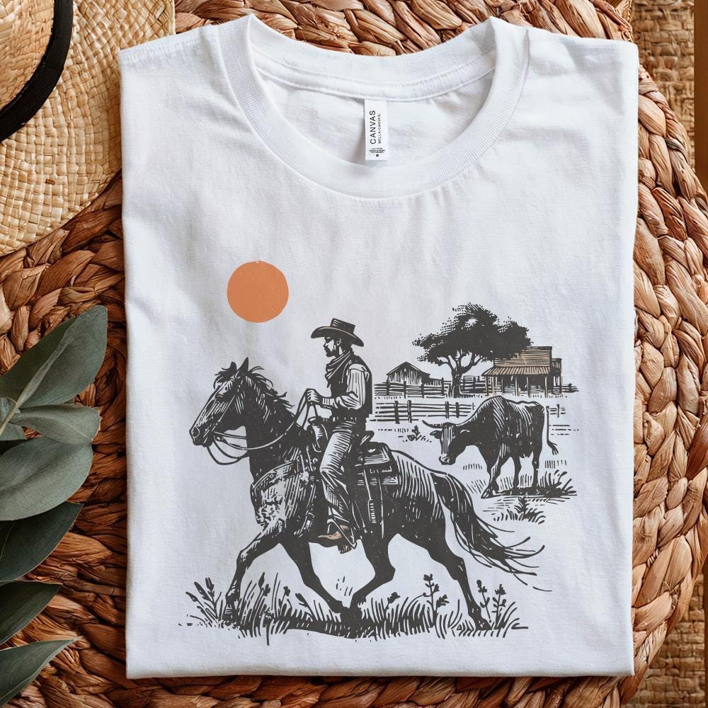 Cowboy Horse png, Vintage Wrangler PNG - 300 DPI Design for T-Shirt