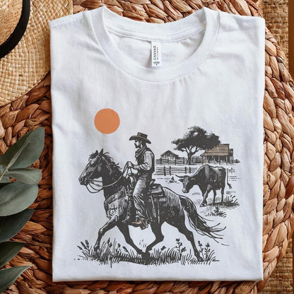 Cowboy Horse png, Vintage Wrangler PNG - 300 DPI Design for T-Shirt
