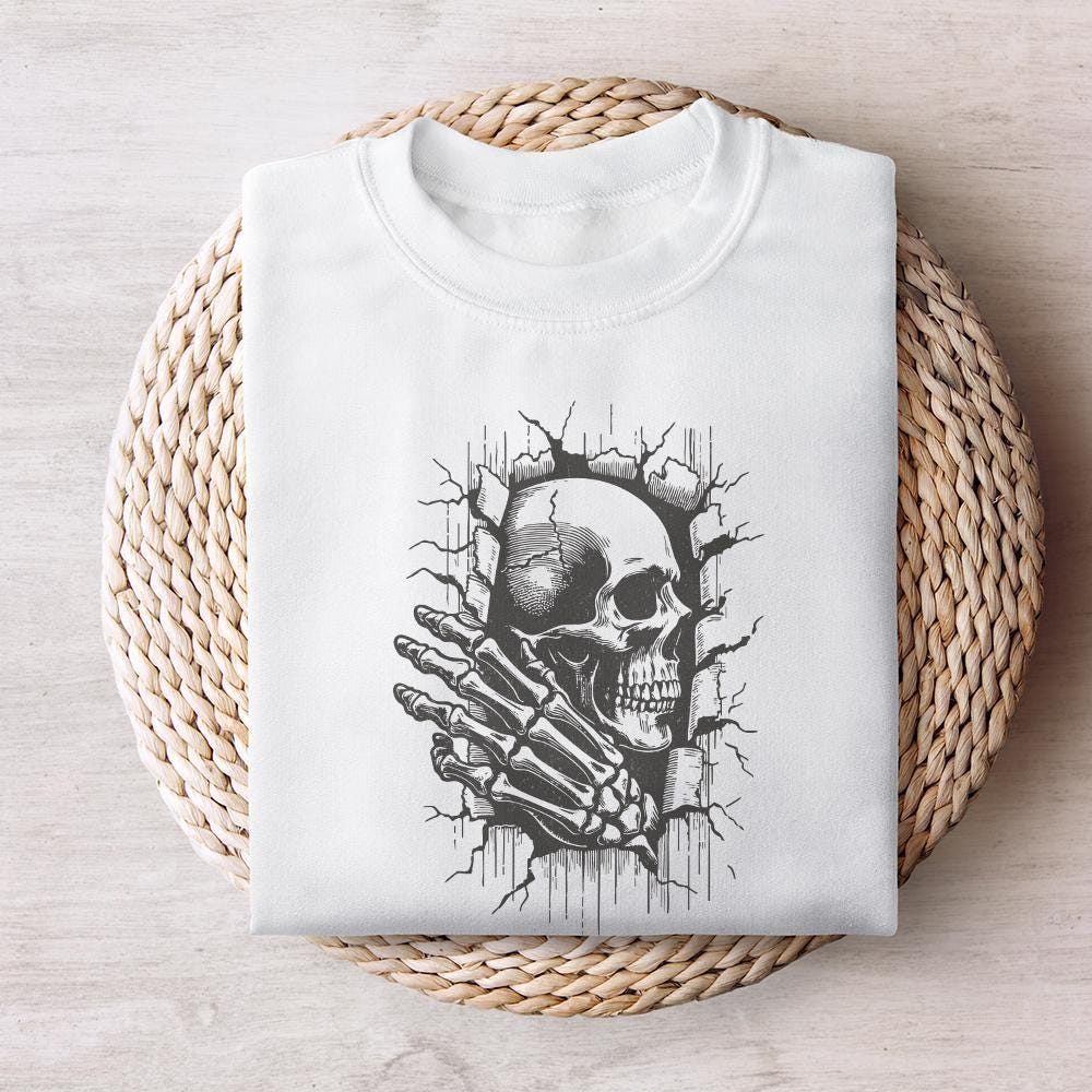 Skull In The Wall PNG, Skeleton png - 300 DPI Design for T-Shirt