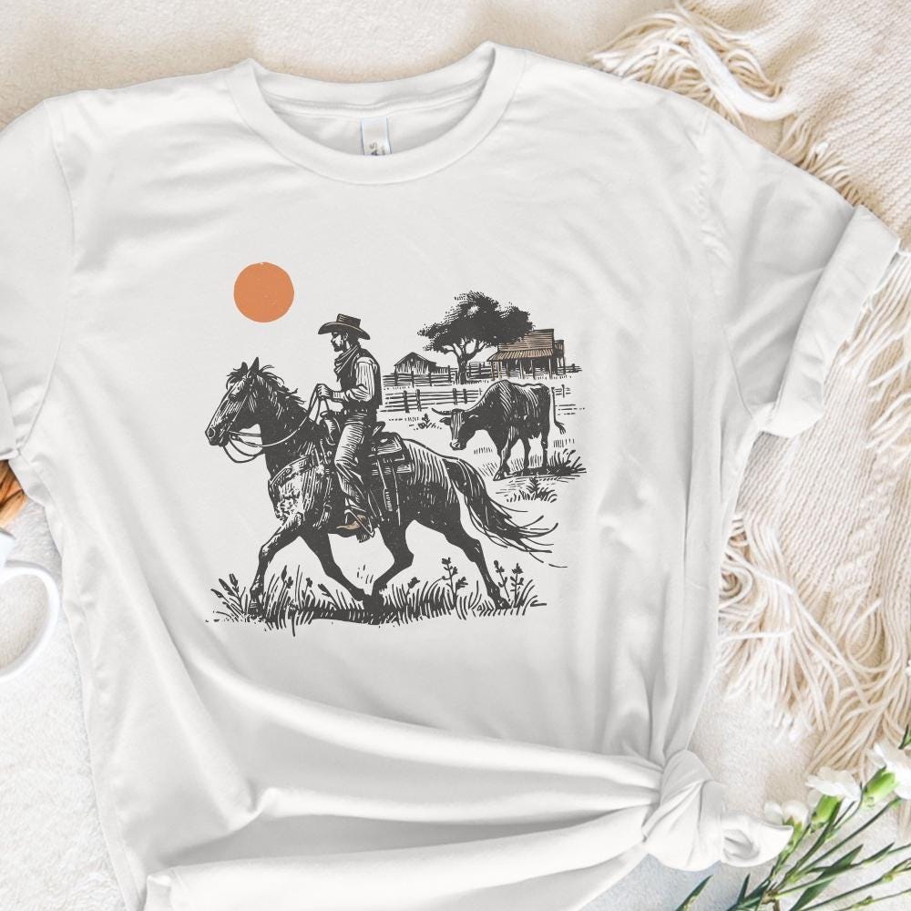 Cowboy Horse png, Vintage Wrangler PNG - 300 DPI Design for T-Shirt